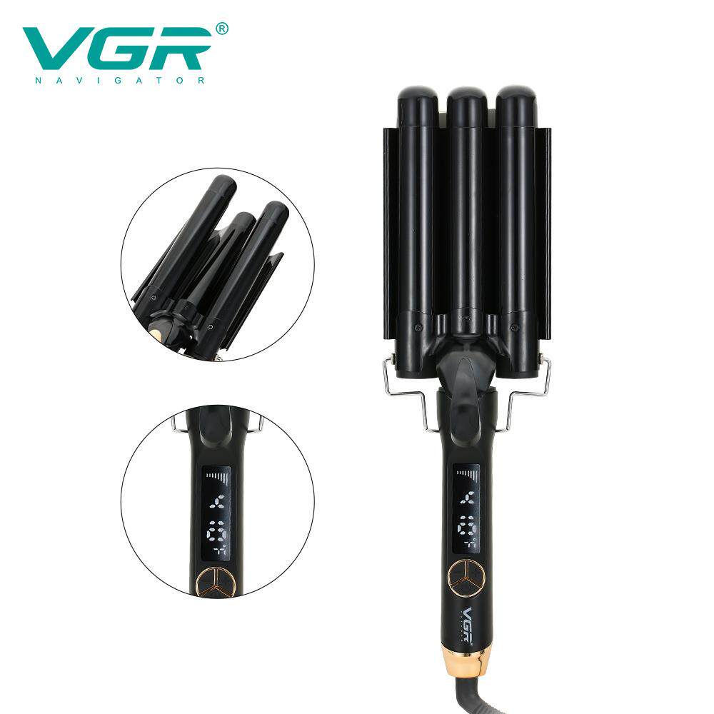 新款直销VGR591跨境陶瓷釉大号蛋卷棒三棒卷发棒蛋烫发器夹板两用