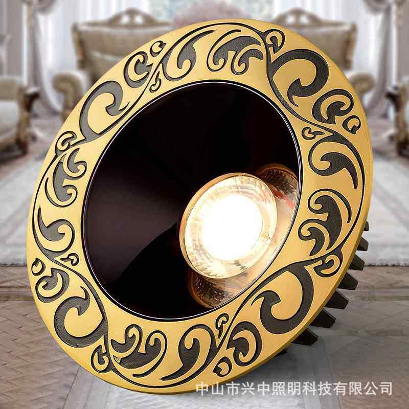 美式全铜led筒灯家用客厅天花灯卧室牛眼灯嵌入式深杯防眩射灯