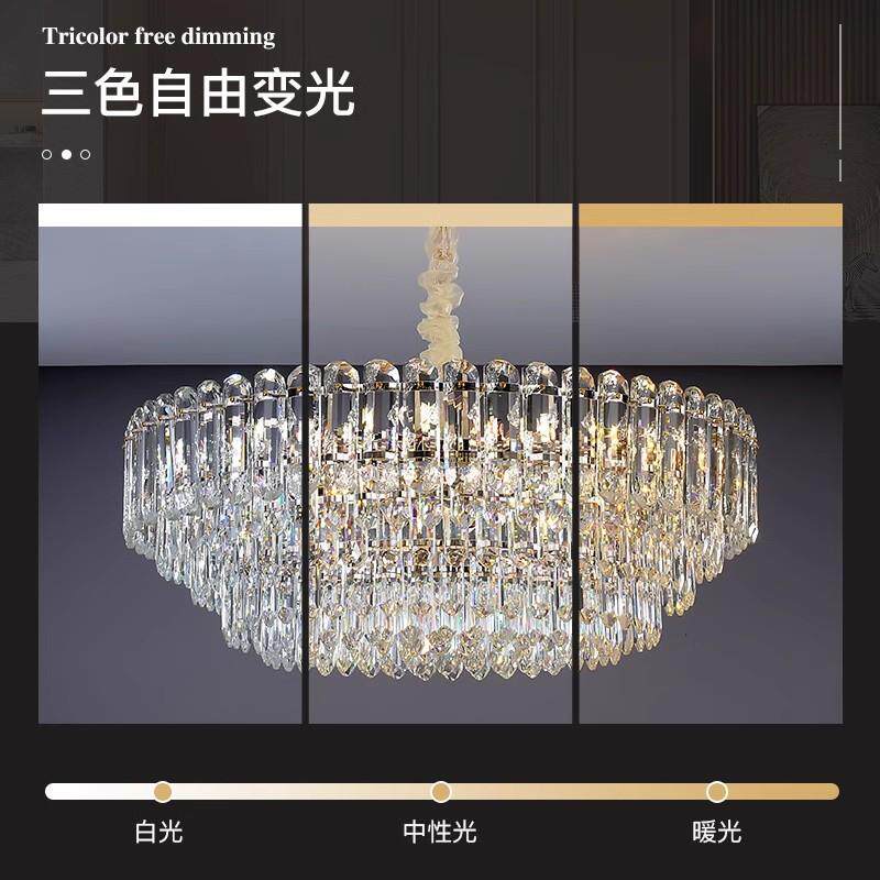 轻奢档大气客厅水晶吊房灯家装792高卧主室间现代别墅灯餐厅饭厅