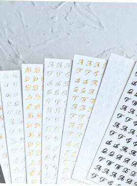 1pcs Russian Letter Nail Stickers Golden Silver Black Alphab