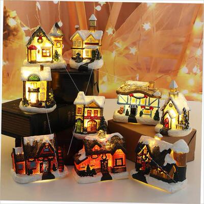 Christmas decorations in resin small house micro-landscape