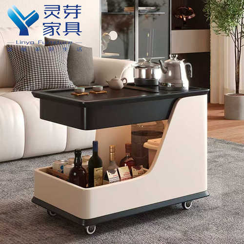 沙发边几茶几家用可移动茶几小推车橡木茶台客厅边柜家用岩板茶桌