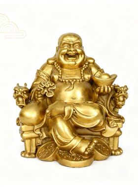 跨境弥勒佛大肚佛摆件佛像元宝笑佛供奉家用客厅工艺品桌面摆件