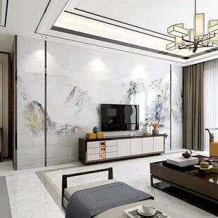 直销新款新中式山水画电视背景墙瓷砖客厅现代简约微晶石装饰拼图