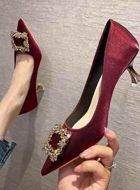 61502-85高跟鞋女2026年新款细跟红色新娘鞋婚纱鞋中式秀禾3CM5CM