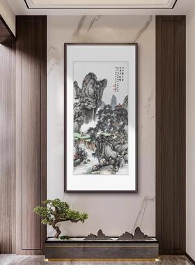 张大千招财水画玄高关走装饰画国画山廊过道尽头墙面档RYL竖版新