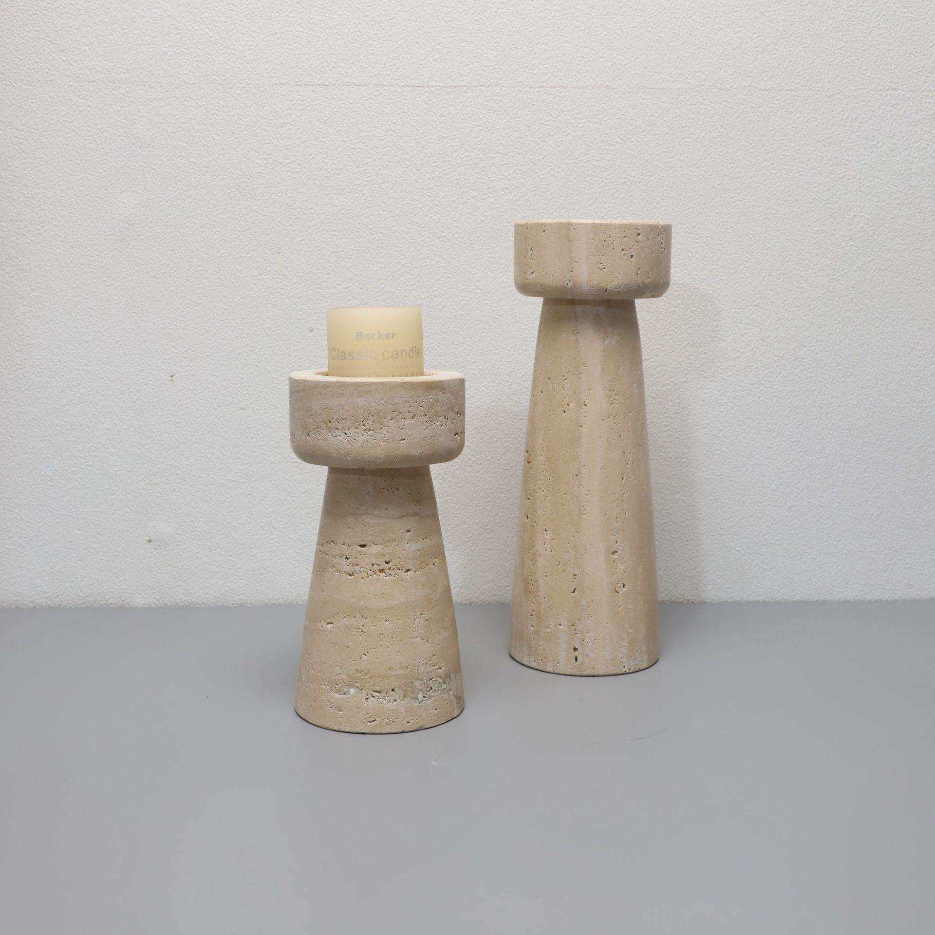 现代简约洞石蜡烛台艺术摆件客厅茶几样板房电视柜餐桌家居装饰品