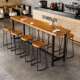美式 高脚组合咖啡厅便利店吧台休 酒吧实木吧桌台桌靠椅墙无品牌
