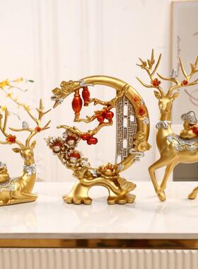 招财鹿摆件轻奢高档桌面客厅玄关电视柜酒柜创意家居装饰品高级感