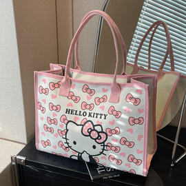 hellokitty帆布包女大容量包包学生单肩手提袋可爱kt猫通勤托特包