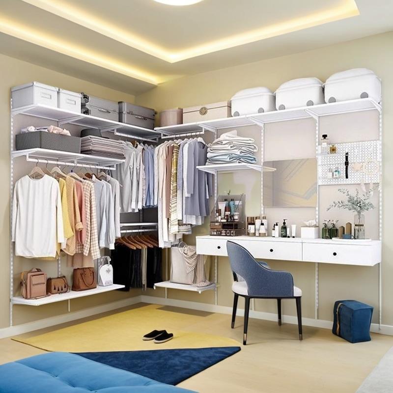 金属衣柜定制步入式衣帽间壁挂卧室衣架diy设计整体组合衣帽间