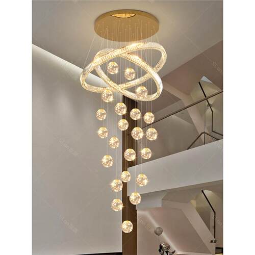 别墅轻奢水晶楼梯吊灯现代简约2026新款复式楼loft公寓挑高客厅灯