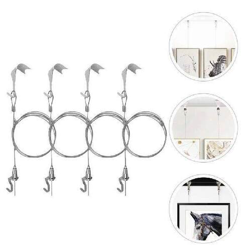4 Sets Hanger Picture Rail Hook Black Hooks Photo Frame