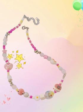糖果串珠项链甜美少女粉色项链
