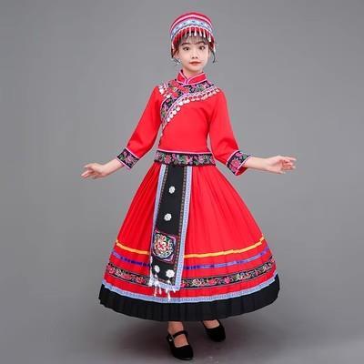 正品新款儿童佬族族民仡装男女童装幼儿服园仡佬族舞蹈演出服饰竹