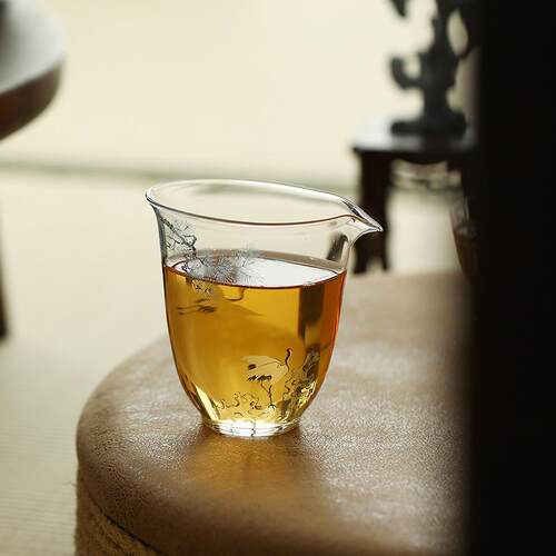 青松瑞鹤玻璃公道杯家用透明分茶器单个加厚耐热匀杯茶海茶具配件
