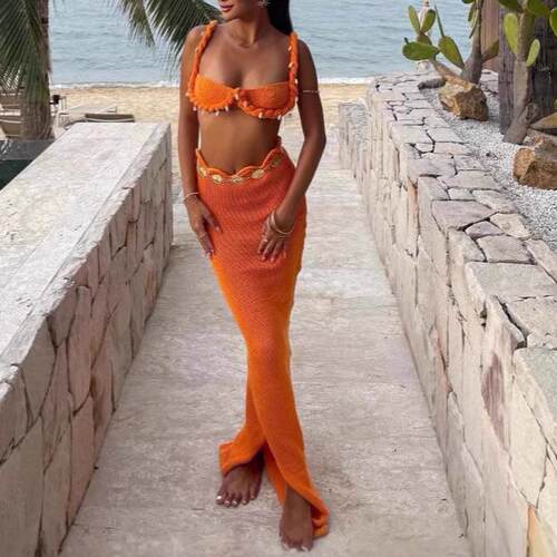 Shell Fried Dough Twists style suit hollowed out beach
