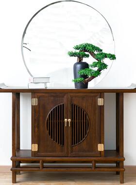 新中式家居盆景仿真迎客松罗汉松根雕摆件客厅电视柜玄关柜装饰品