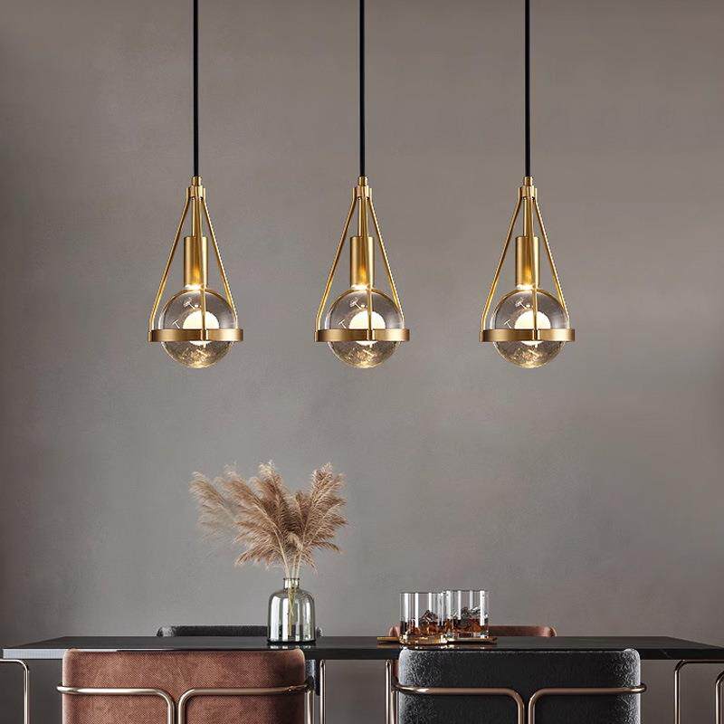 室头吊灯轻奢363现代床简约餐厅吧台创意蒲卧英公水晶全铜单头小