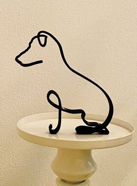独立博美犬玩偶Artsculpture极简模具艺术动物雕塑法斗铁艺仿古