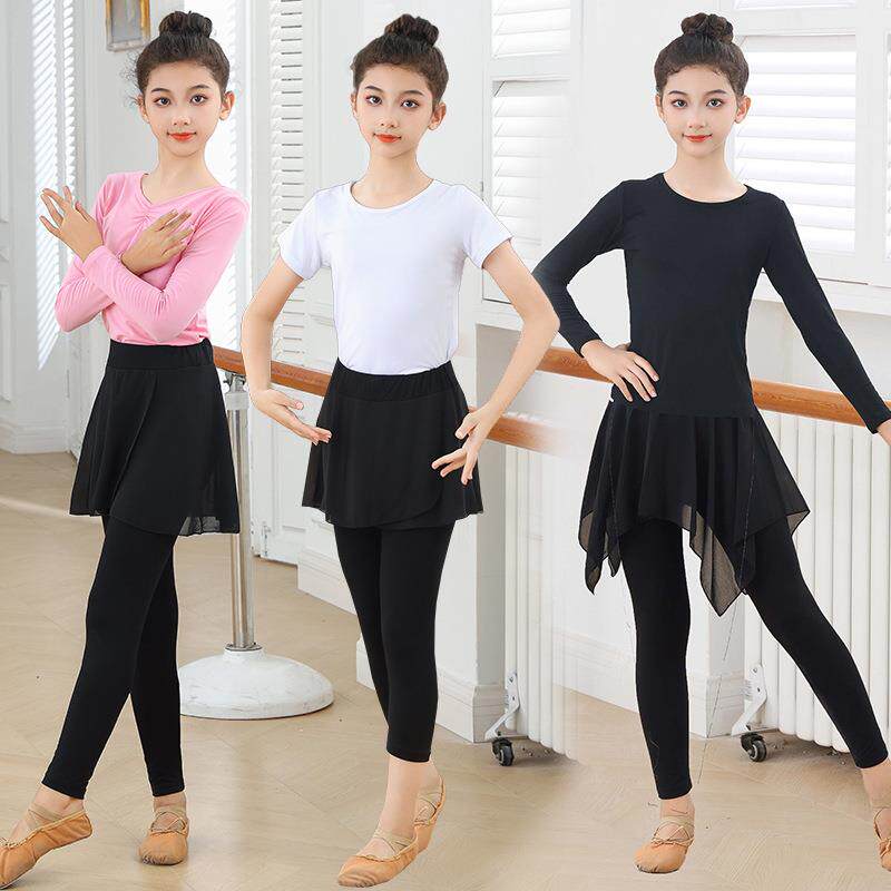 儿童舞蹈服长袖练功服女童短袖芭蕾舞考级练功中国舞跳舞上衣裙裤