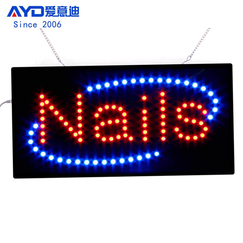 供应出口LED广告牌发光字动画招牌美发美甲店用品 LED NAILS SIGN