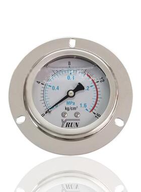 YRUN不锈钢压力表埋入轴向带前边304崁入YBN63ZT1.6MPAM14*1.5