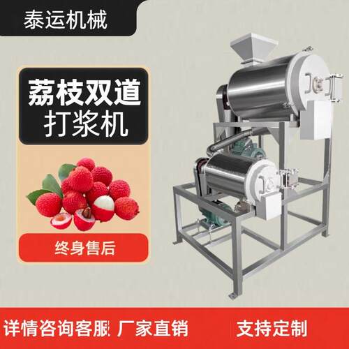 商用荔枝汁打浆机大型荔枝果酱双道打浆机器不锈钢荔枝去核打浆机