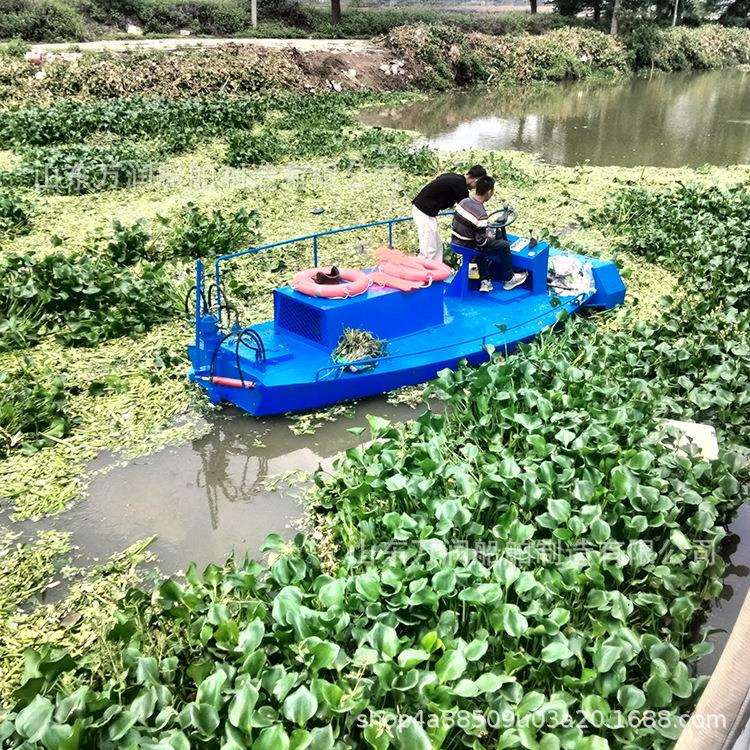 广东水葫芦碎草船现货 江苏水草粉碎船 水浮莲打捞船湖泊