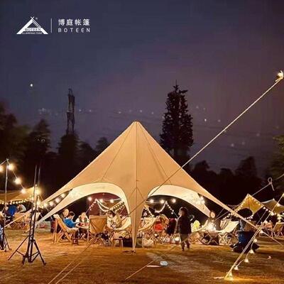 夏季户外露营六角天幕帐篷野营营地帐篷加厚防雨防晒遮阳棚大凉棚