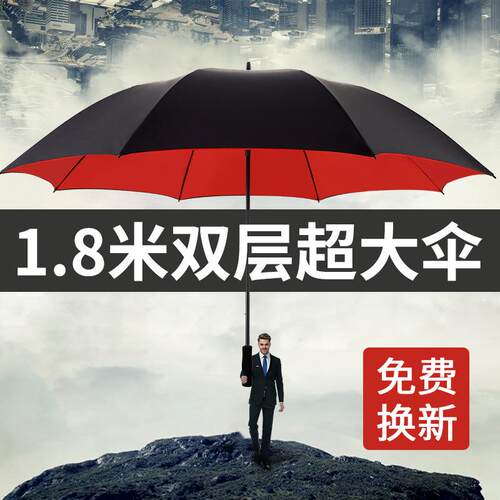 大黑伞24骨伞雨伞加大加固加厚长柄24骨超大伞结实带伞套男复古风