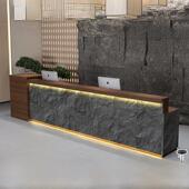 高端新中式 收银台吧台桌民宿养生馆前台接待台公司大厅国潮酒店