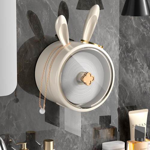 Wall-mounted waterproof storage rack for bathroom roll paper