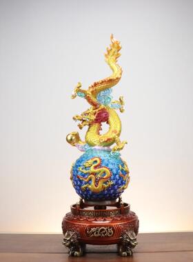 杨铜记 龙腾盛世 全铜龙摆件地球龙 乾坤球龙摆件