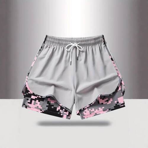 Womens 4-Piece Casual Athletic Shorts Set With Built-In