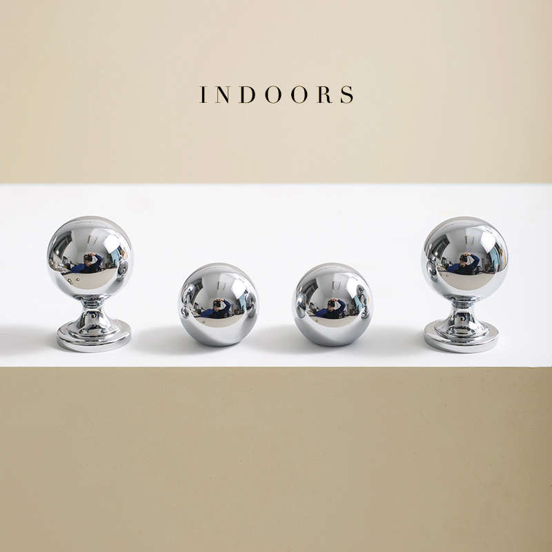 INDOORS极简黄铜圆球拉手实心纯铜金色银色法式轻奢柜门小把手
