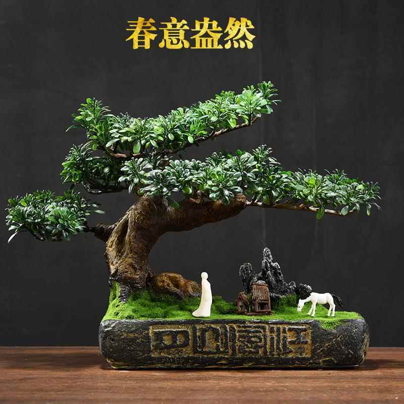 仿真小盆景绿植摆件微景观客厅电视柜桌面装饰摆设假树盆栽工艺品