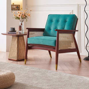 北欧藤编实木沙发椅商用阳台一桌两椅民宿简约三件套组合靠背椅