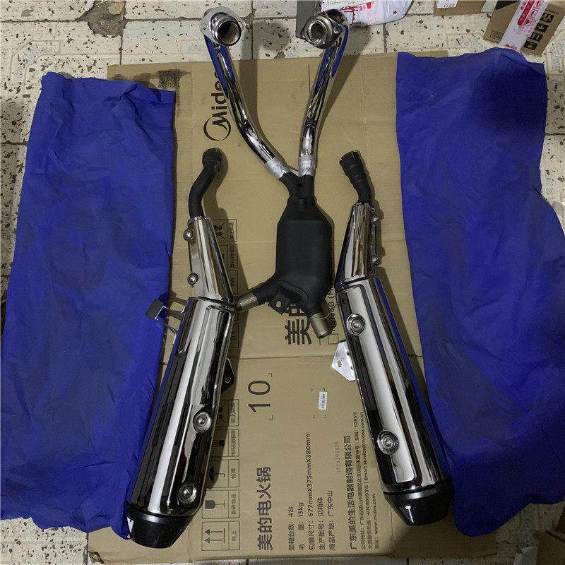 适用跑车丽驰GW250排气管S/F版消音器前段带三元触媒电镀双缸烟筒