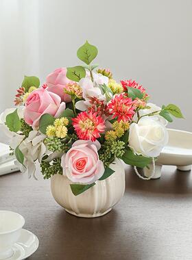 套装家居KFB餐桌花桌面轻奢摆艺件摆设假花装花饰绢花客厅花艺