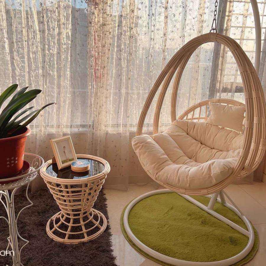 酒店露台铁艺吊椅阳台家用休闲椅单人摇篮椅秋千室内懒人吊床摇椅