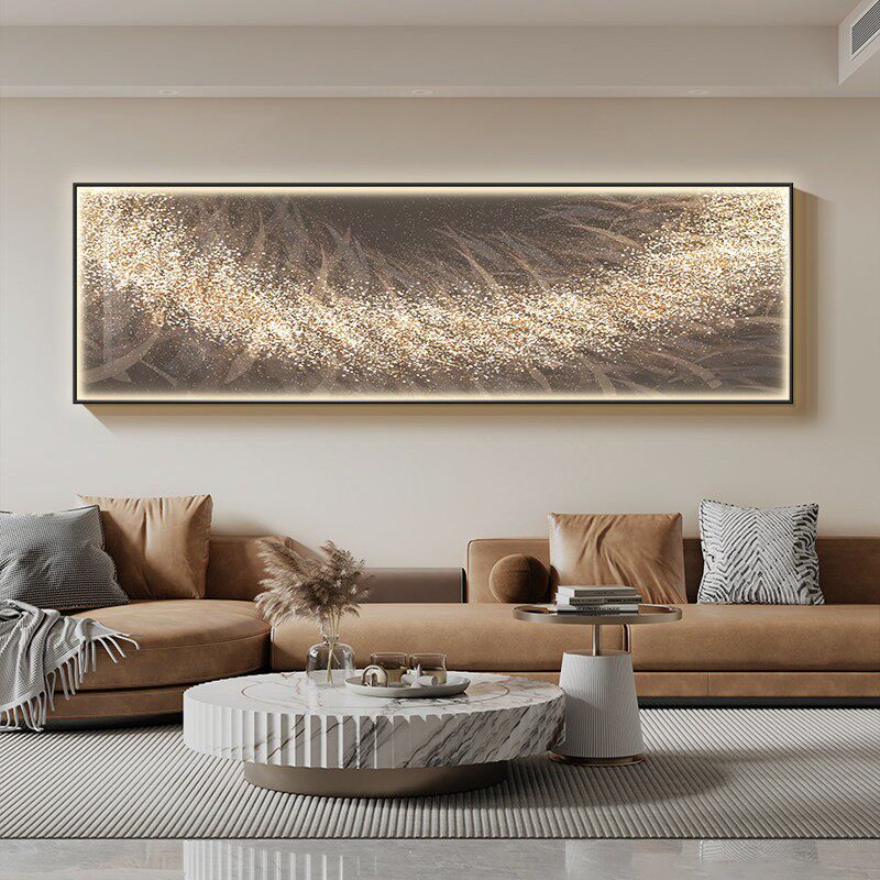 《流光逐梦》客厅发光灯画现代轻奢沙发背景墙装饰画抽象艺术挂画