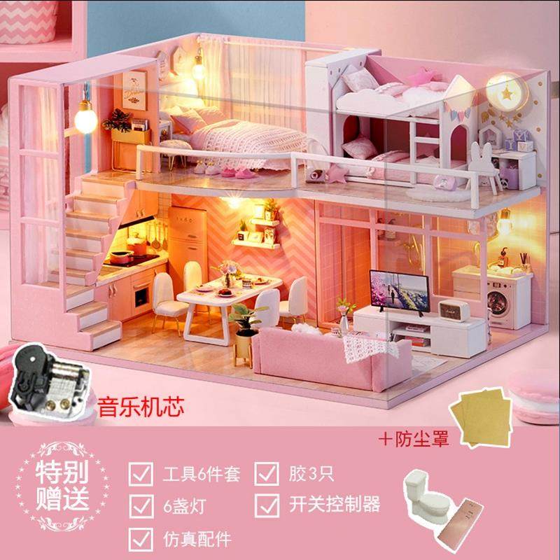 高档diy小屋模手工制公作物迷你主小房子型阁楼拼装别墅玩具生日,玩具/童车/益智/积木/模型,建筑/DIY小屋/拼装模型,淘宝优惠券,粉丝福利购,淘宝优惠卷