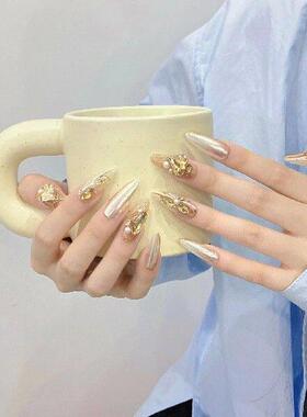 Handmade Fake Nails with Glitter Decor Sweet & Charming