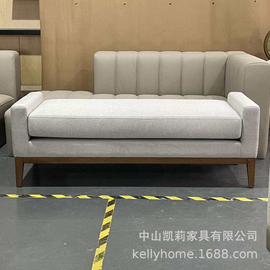 美式RH实木布艺床尾凳Italia Fabric End-of-Bed Bench