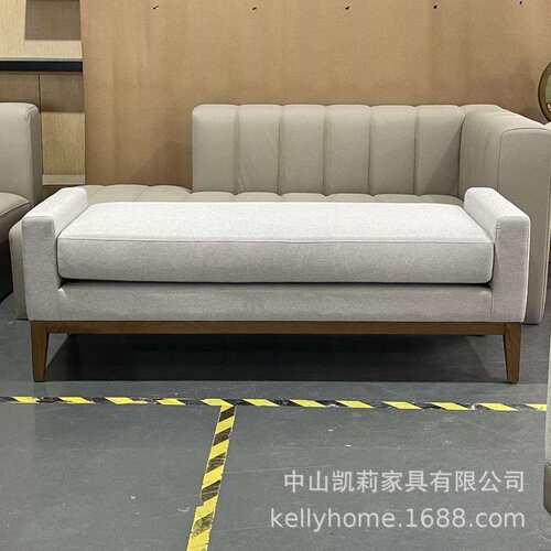美式RH实木布艺床尾凳Italia Fabric End-of-Bed Bench