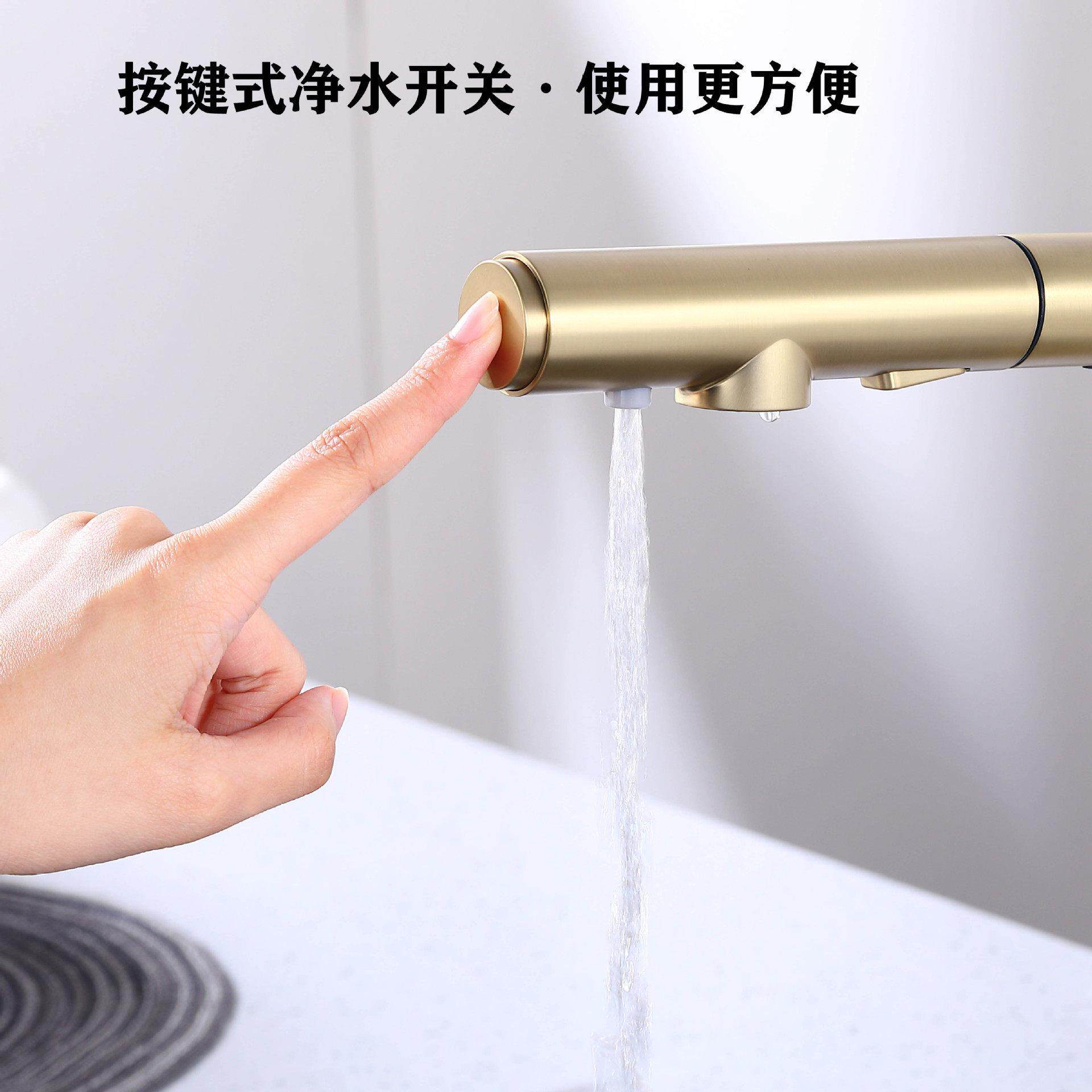 新款直销厨房抽拉式三合一净水器水龙头洗菜盆水槽多功能伸缩双开