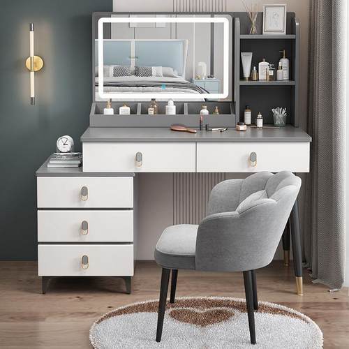 卧室梳台款现代简约小型60020化25新加厚轻奢网红妆桌储物妆柜一