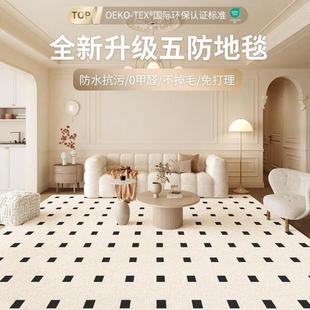 奶油风2024新款 客厅地毯法式 卧室床边沙发轻奢黑石公寓地垫