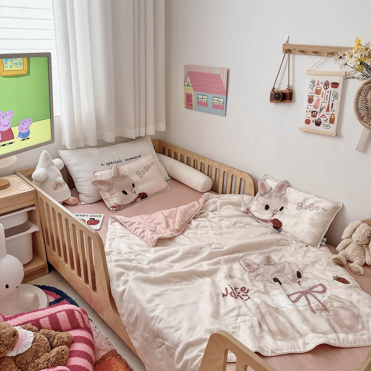 婴幼儿春夏季卡通印花天丝儿童夏被幼儿园薄被空调被冰丝夏凉被